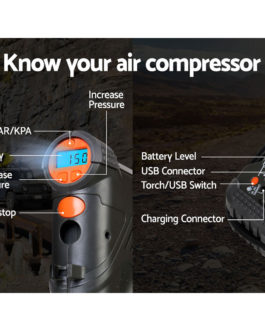 Hand Held Air Pump – Rechargeable + Torch + USB Power Bank + Digital Display