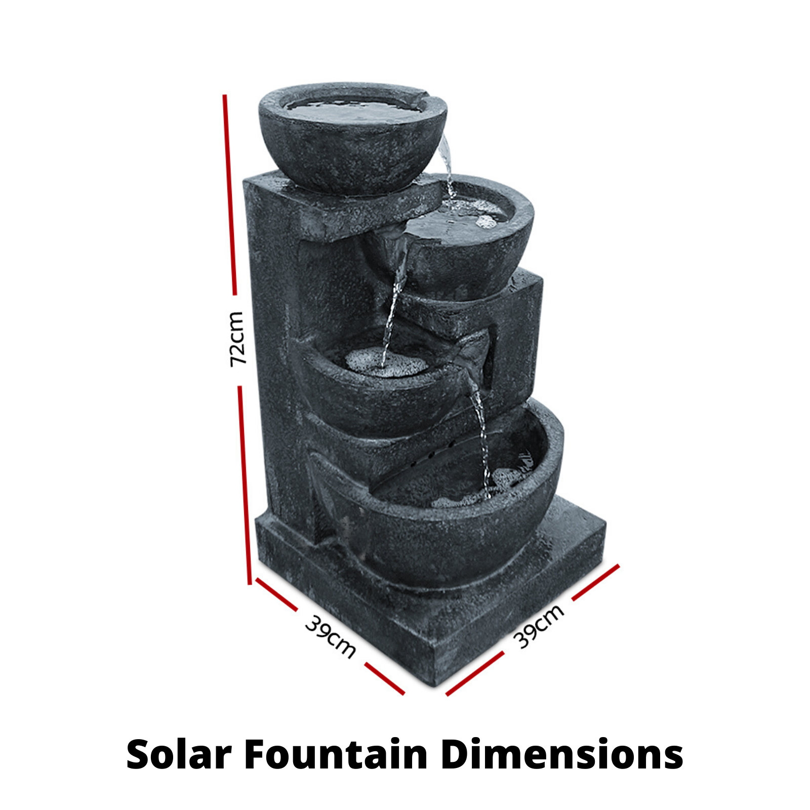 Solar Power Fountain Water Feature Bird Bath LED Light Outdoor Garden